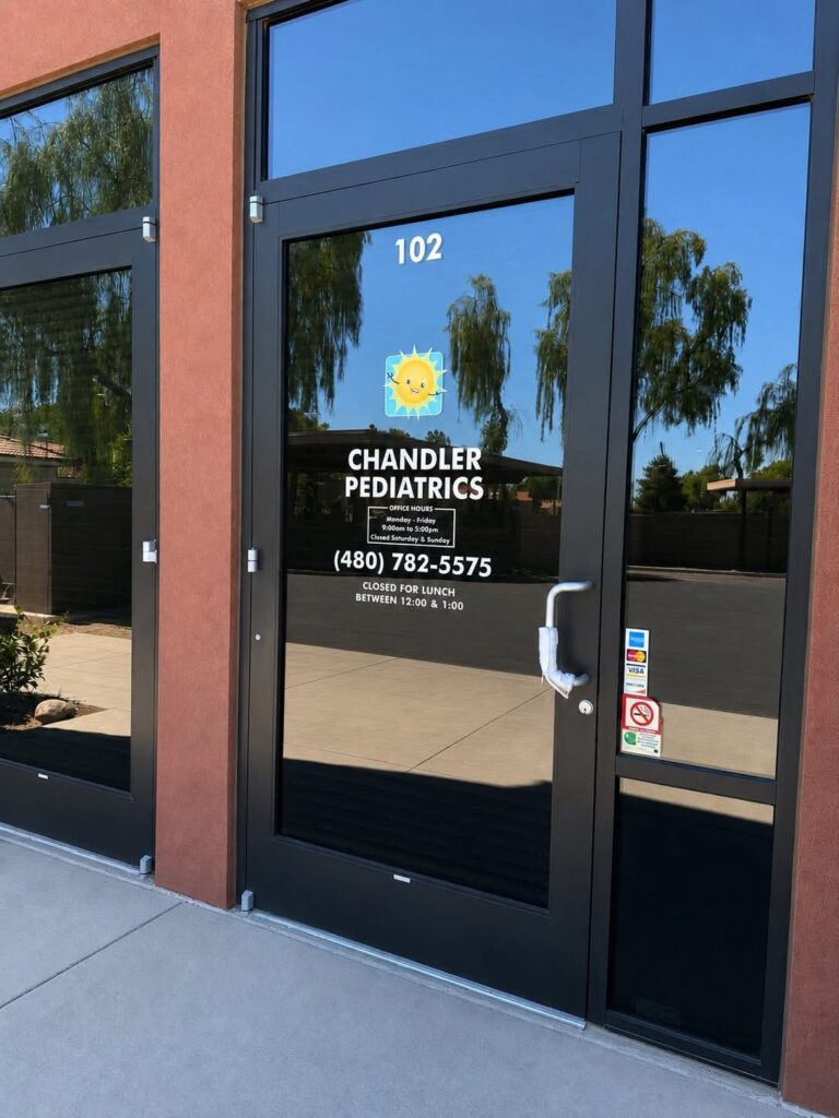 The front door of the office